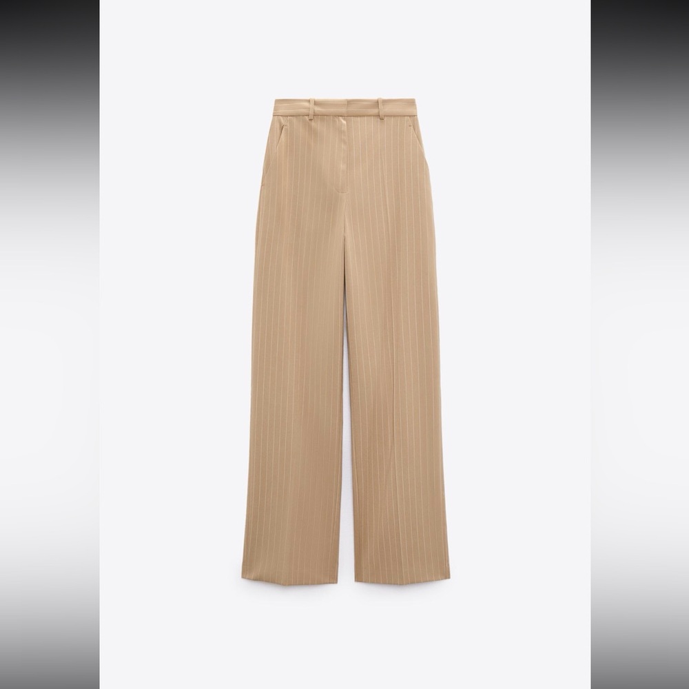 Zara Beige Pinstripe Trousers